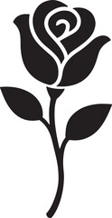 Minimalist Black Rose Silhouette Vector on White Background
