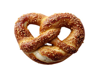 Traditional baked pretzel snack on white background