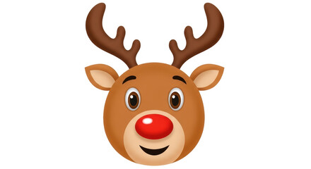 Isolated Reindeer Head with Red Nose