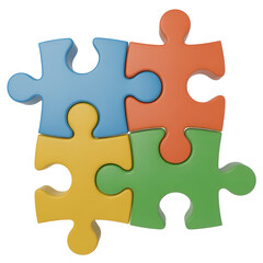 Obraz premium 3D colorful puzzle pieces connected together