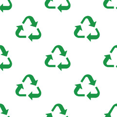 Obraz premium Green recycling symbol with arrows, a vector icon for environmental conservation and waste reduction