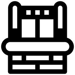 Water well. Outlined stroke vector icon with black-filled details.