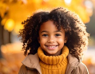 Smiling girl in autumn park