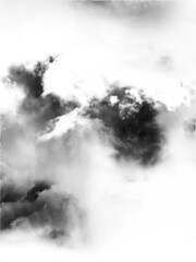 Halftone smoke texture isolated on transparent background with copy space. Black smoke from the chimney. Vector illustration