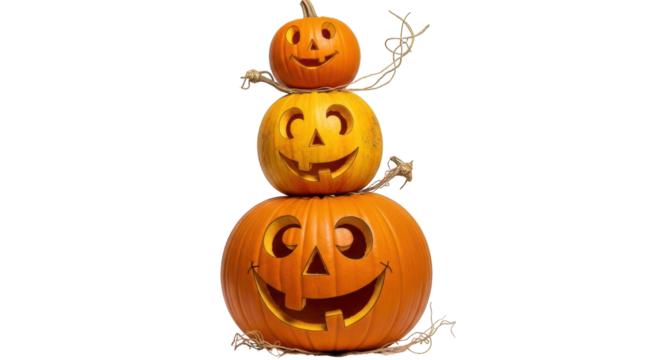 Isolated Stacked Halloween Pumpkins