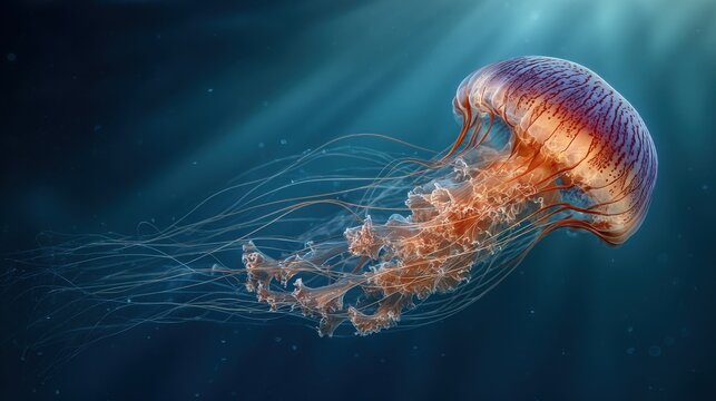 Side view of a jellyfish in empty clean water
