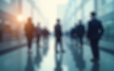 minimal illustration of blurred business people in abstract background. High quality