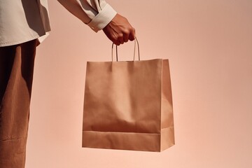 shopping paper bag mockup in a hand