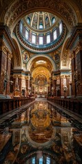 Obraz premium Grand cathedral interior, reflection