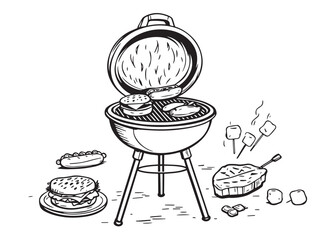 Tailgate Grilling Simple Illustration