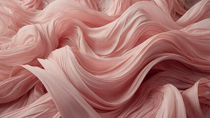 Dynamic abstract pastel pink waves and ribbons, soft light, minimalistic and photorealistic. Conceptual and empowering with empty space for overlay.