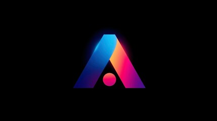Abstract Colorful Geometric Logo on Black Background