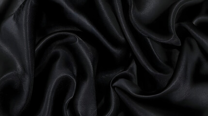 Obraz premium Black Satin Fabric – Elegant Luxury Textile Waves Stock Photo