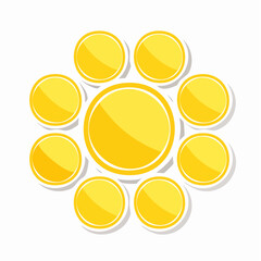 Set of yellow round stickers