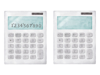 水彩画風のシンプルな電卓のイラスト