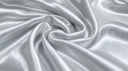 Fototapeta premium Silver Satin Fabric – Metallic Luxury Textile Background