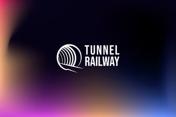 geometric tunnel railway icon logo design vector illustration, modern tunnel railway project construction logo vector design template with line art, elegant and futuristic styles