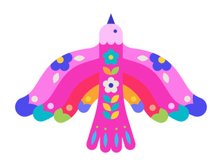 Pink Decorative Mexican Folk Bird