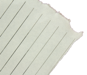 Piece of ripped torn lined paper on transparent background, paper cut out design element