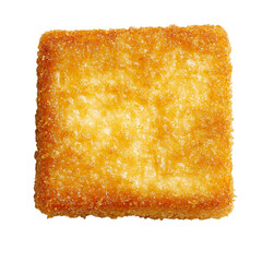 Fototapeta premium A golden crispy fried tofu cube with a crunchy Isolated transparent on white background