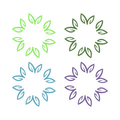 NATURAL PRODUCT LEAVES IN CIRCLE SIGN SYMBOL LOGO
