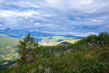 Mountain landscape in cloudy weather