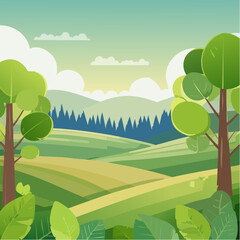 Obraz premium Illustration of Lush Green Foliage, Detailed Vector Design, Ideal for Nature-Themed Projects.