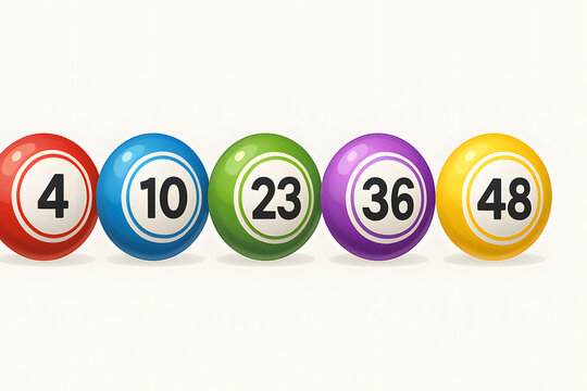 Colorful lottery balls with numbers isolated on white background, gambling and lottery game concept illustration, bingo draw jackpot ticket design, random chance lucky numbers for casino entertainment