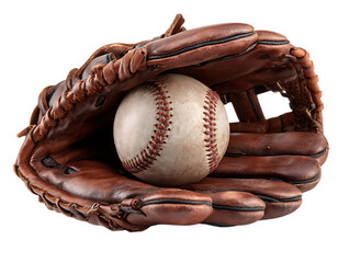 Baseball glove with ball on clean background