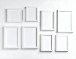 White picture frames on a white wall