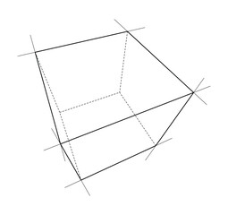 Geometric Cube with Extended Lines. Vector