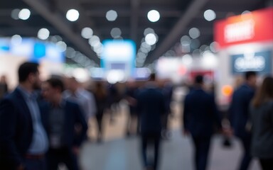 Industry Conference Blur: An industry conference with professionals and exhibitors, blurred to highlight sector-specific insights and networking opportunities. High quality