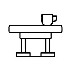 Coffee cup on table vector illustration for cafe design and furniture outline drawing concept art