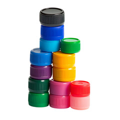 plastic caps. Recycle, reuse and reduce Isolated transparent on white background
