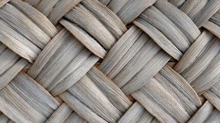 Close-up woven light beige and gray reeds