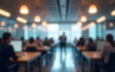 Blurred background : blur office with bokeh light background, banner, business concept. High quality