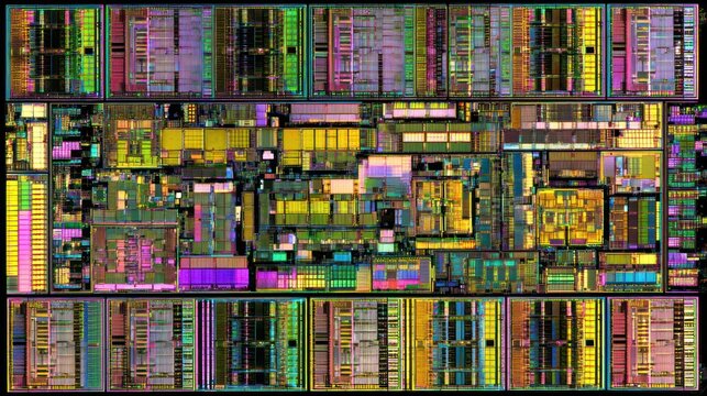 Colorful intricate circuit board