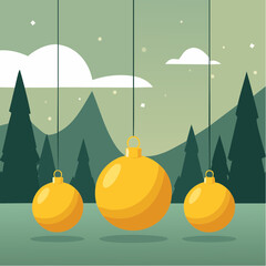 Three gold christmas balls