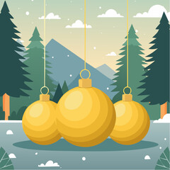 Three gold christmas balls