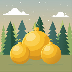 Three gold christmas balls