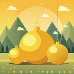 Three gold christmas balls