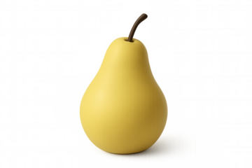 3d rendering of ripe yellow pear standing vertically, isolated against transparent background, highlighting natural fruit freshness