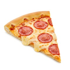 Deliciously Cheesy Pepperoni Pizza Slice with a Perfectly Crispy Golden Brown Crust Topped with Melted Mozzarella and Savory Pepperoni Circles Ready to Eat	