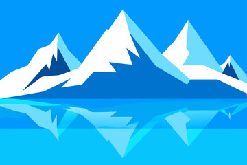 Winter mountain landscape vector illustration with snow and trees