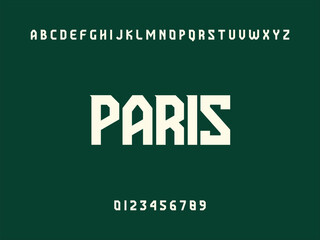 Paris City Name Text, Alphabet, and Numerals Displayed on Dark Green Background
