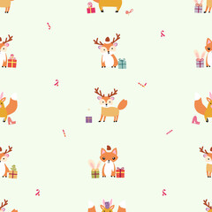seamless pattern with christmas deer