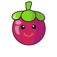 illustration of a mangosteen cartoon character with a smiling face