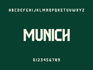 Munich City Name Text, Alphabet, and Numerals Displayed on Dark Green Background