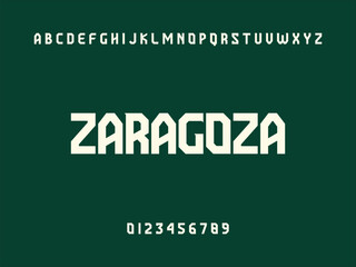 Zaragoza City Name Text, Alphabet, and Numerals Displayed on Dark Green Background