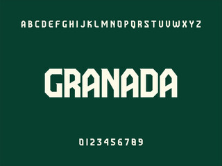 Granada City Name Text, Alphabet, and Numerals Displayed on Dark Green Background